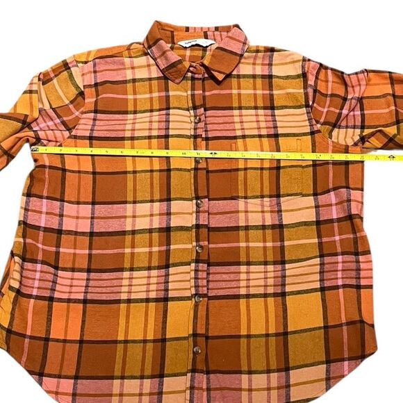 Sonoma Women’s Plaid Button-Up Shirt in Orange and Pink, Size LP, NWT - Picture 5 of 8